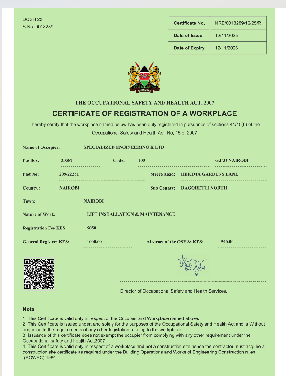Dosh Certificate